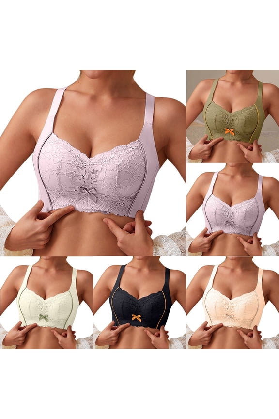 Womens Bra,Summer Plus Size Bra,Womens 3/4 Cup Gathered Bra Without Steel Rims Lace Collection And Accessory Bra,Beige,S