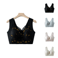 thumbnail image 1 of Ahuyic Womens Bra,Summer Plus Size Bra,Womens Daily Wide Shoulder Lace No-underwire Comfortable Breathable Bra,Black,XXXL, 1 of 5