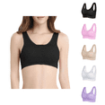 thumbnail image 1 of Ahuyic Womens Bra,Summer Plus Size Bra,Womens Embroidered Glossy Comfortable Breathable Bra Underwear No Rims Set,White,L, 1 of 5