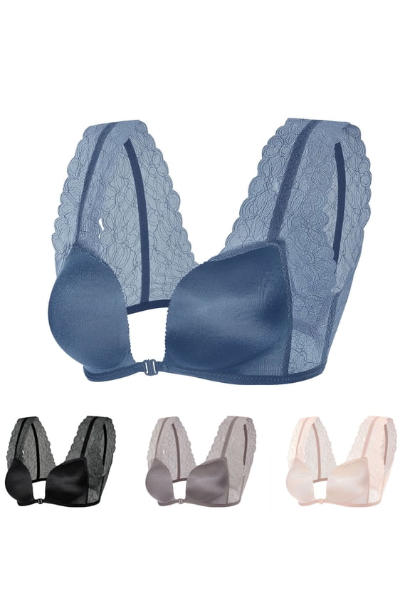 Womens Bra,Summer Plus Size Bra,Womens Lightweight Front Button With Small Floral Patterns Gathered With Steel Rings Thin Straps Back Button Bra,Brown,XL