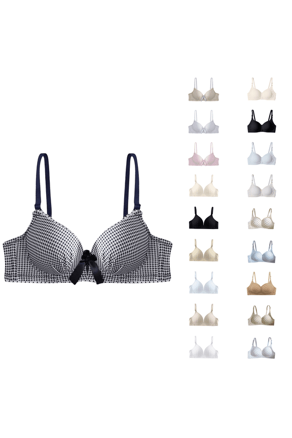 Womens Bra,Summer Plus Size Bra,Womens Lingerie Student Girl Gathered Thin Without Steel Ring Girl's Bra,Beige,M