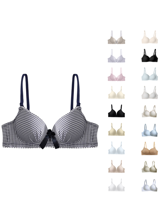 Womens Bra,Summer Plus Size Bra,Womens Lingerie Student Girl Gathered Thin Without Steel Ring Girl's Bra,Blue,M