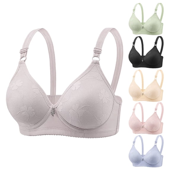 Ahuyic Womens Bra,Summer Plus Size Bra,Womens Non Magnetic And Non Steel Ring Gathered Bra With Thin Cup And Adjustable Lace Bra Underwear,Green,XL