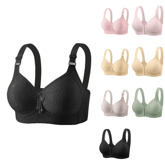 Ahuyic Womens Bra,Summer Plus Size Bra,Womens Non-steel Lace Stitching Comfortable And Breathable Gathered Adjustable Bra Underwear,Pink,S