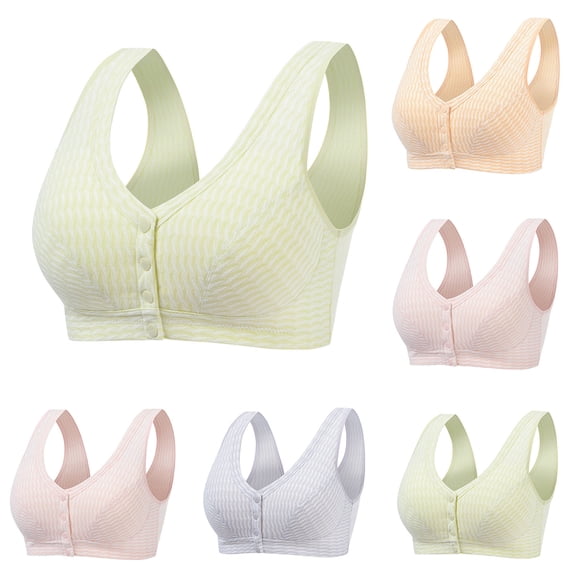 Ahuyic Womens Bra,Summer Plus Size Bra,Womens Oversized Strapless Bra With Cotton Style Front Buckle Underwear,Pink,S