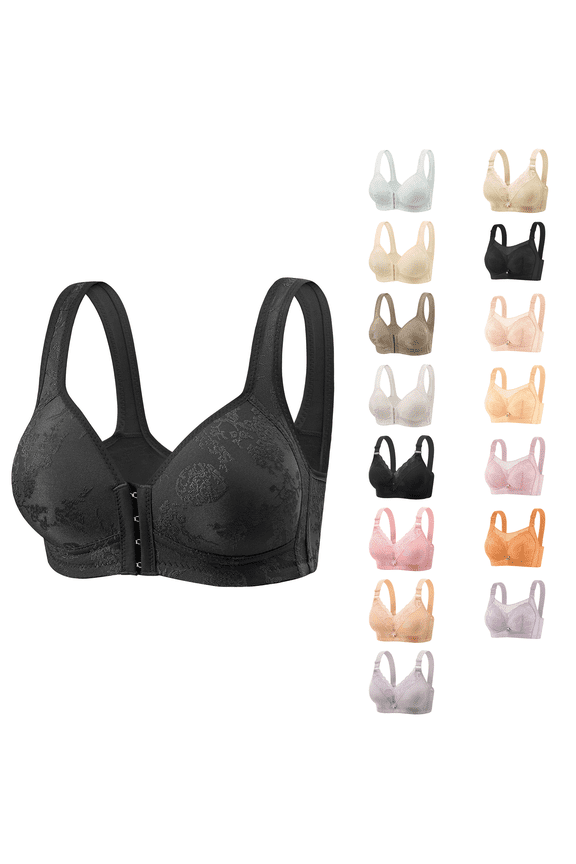 Womens Bra,Summer Plus Size Bra,Womens Ribbon-free Lace Stitching Large Shoulder Strap Bra Gathers Underwear Daily Bra,Orange,XXL