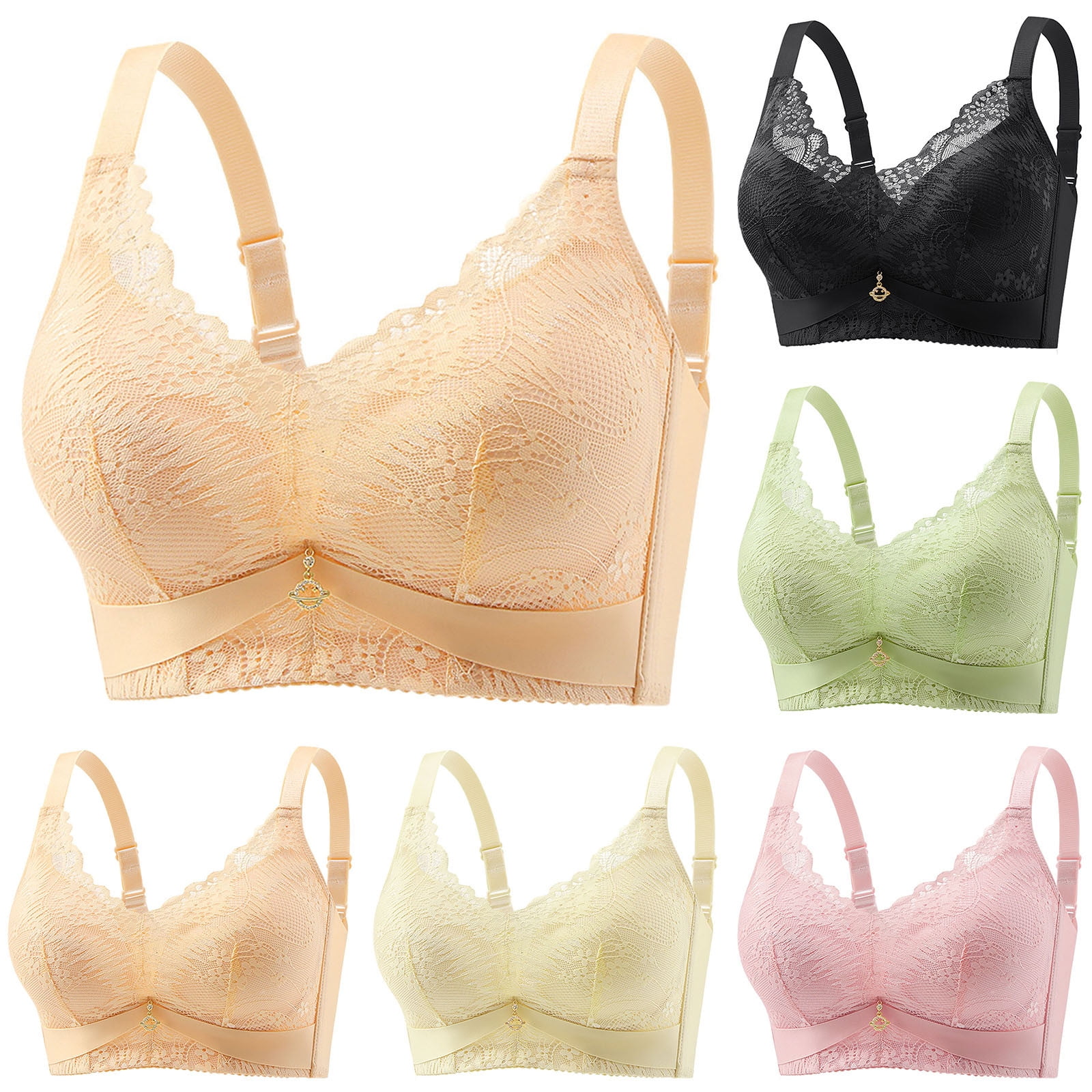 Ahuyic Womens Bra,Summer Plus Size Bra,Womens Solid Color Backless ...