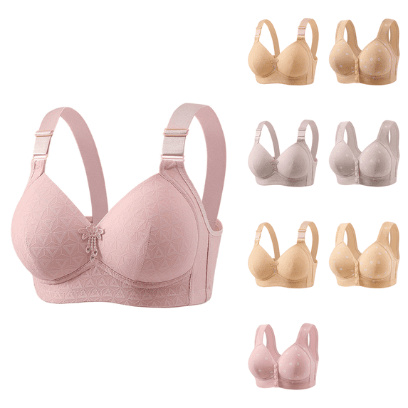 Ahuyic Womens Bra,Summer Plus Size Bra,Womens Solid Color Backless Seamless Push-Up U-Shaped Beautiful Back Underwear Everyday Bras,Brown,M