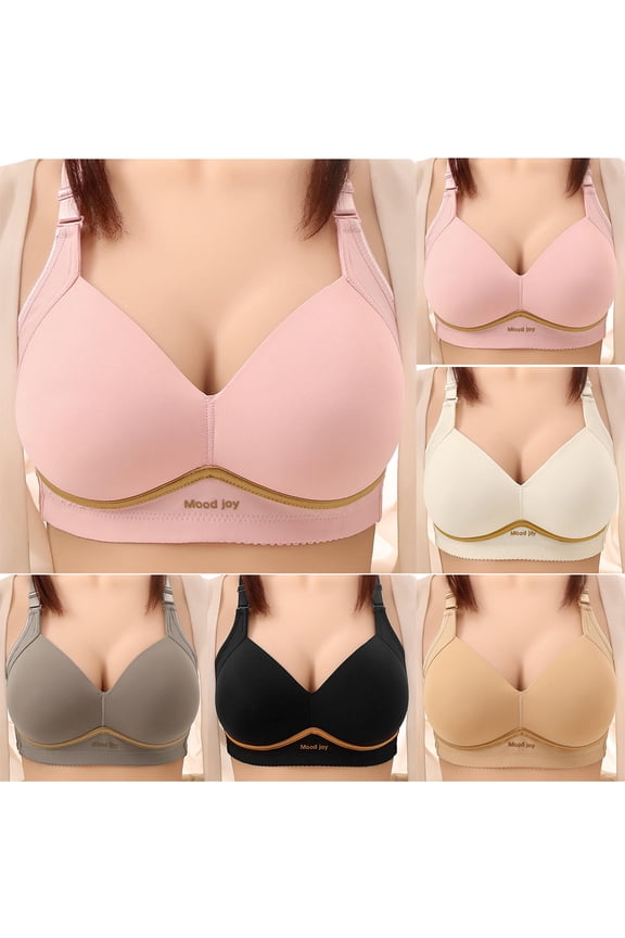 Womens Bra,Summer Plus Size Bra,Womens Solid Color Comfortable Hollow Out Perspective Everyday Bras No Rims,Pink,L