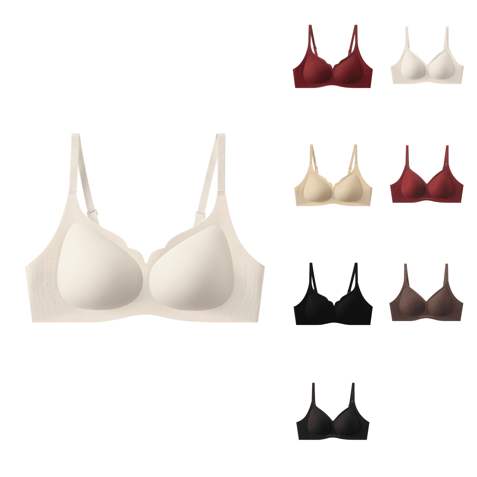 Ahuyic Womens Bra,Summer Plus Size Bra,Womens Solid Color Seamless Nude ...