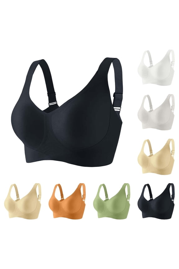 Womens Bra,Summer Plus Size Bra,Womens Solid Color Sling Seamless Bra With Removable Pads Everyday Bras,Orange,M