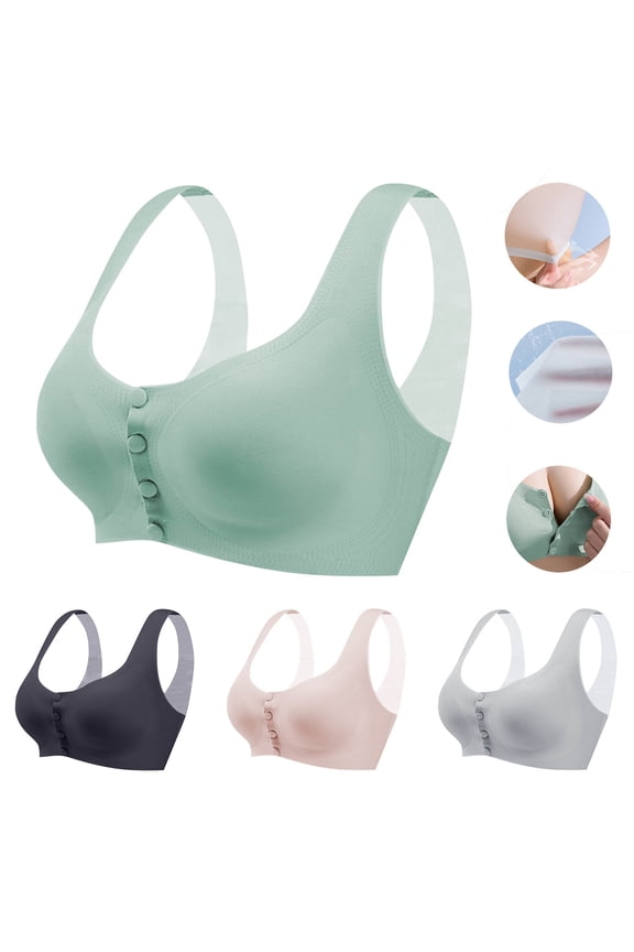 Womens Bra,Summer Plus Size Bra,Womens Solid Color Thin Style Ventilate Transparent Bra Without Steel Rim,Gray,L