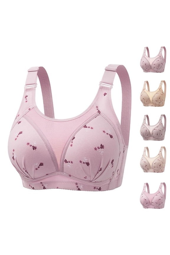 Womens Bra,Summer Plus Size Bra,Womens Strapless Lace Underwear With Thin Side Collection And Daily Bra,Pink,M