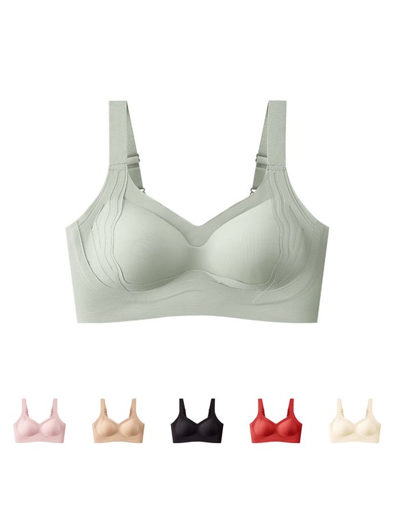 Womens Bra,Summer Plus Size Bra,Womens Thin Fixed Cup Front Opening Buckle Large Size Gathering Bra Underwear,Red,XXXL