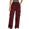 Ahuyic Womens Cargo Sweatpants Baggy Jogger Fleece High Waisted