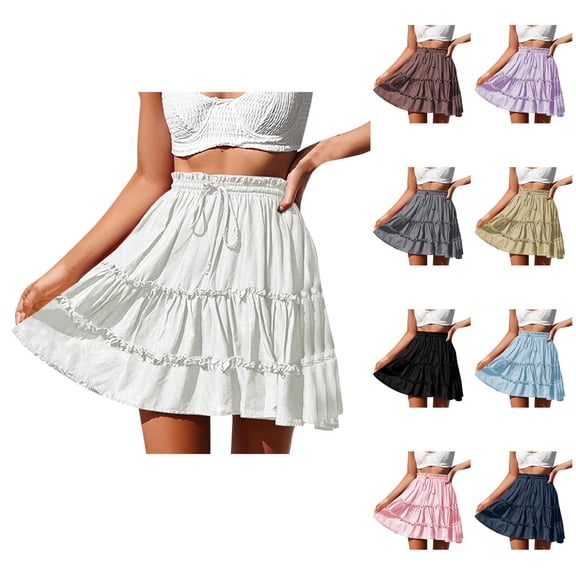 Ahuyic Womens Casual Dress,Womens Plus Size Dress,Womens Loose able Casual Solid Color Spring/Summer Mesh Yarn Glitter Skirt,Gray,M