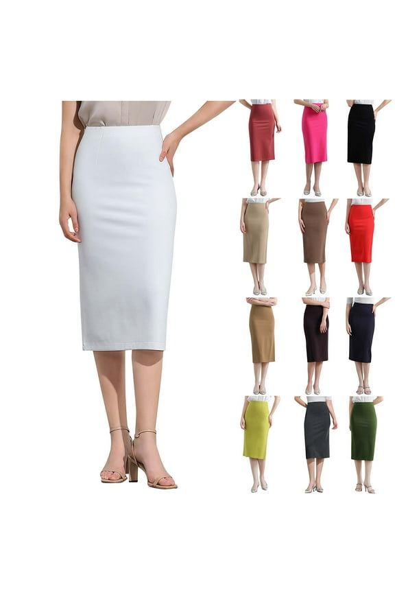 Womens Casual Dress,Womens Plus Size Dress,Womens Olid Color High Waist Elasticity Slim Elegant Summer Hip Hugging Skirt,Gray,XL