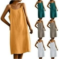 thumbnail image 1 of Ahuyic Womens Casual Dress,Womens Plus Size Dress,Womens Spring/Summer Sling Solid Color Dress Sling Round Neck Dress,Yellow,L, 1 of 4