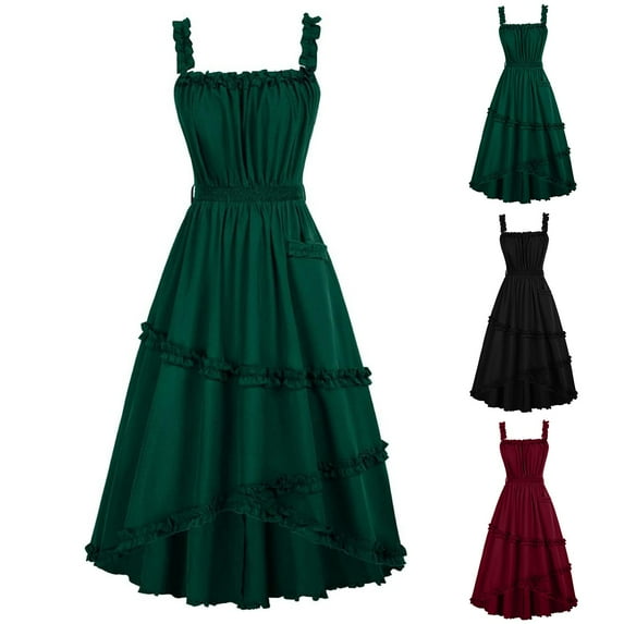 Ahuyic Womens Casual Dress,Womens Plus Size Dress,Womens Summer Backless Sleeveless Camisole Solid Color Dress,Red,XXL