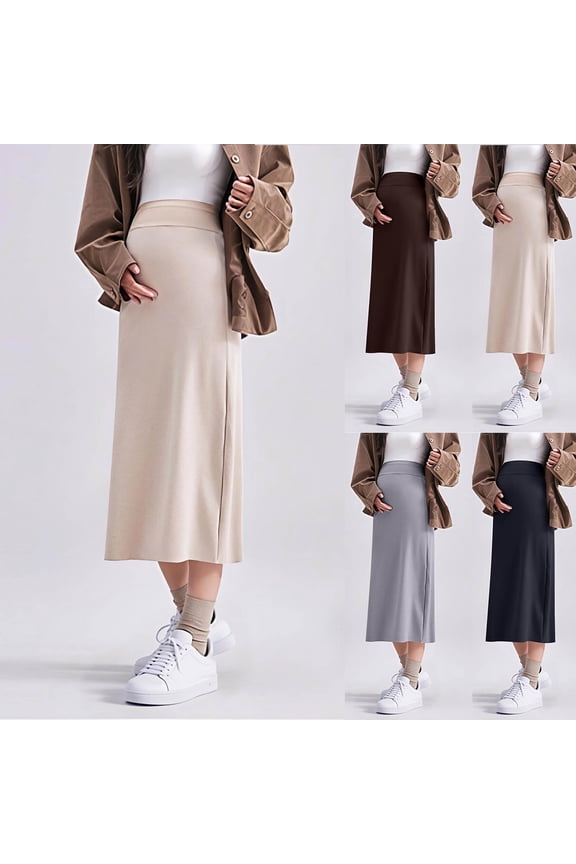 Womens Dress,Maternity Casual Dress,Pregnancy Fashion Solid Color Thickened Fall Winter Outerwear Skirt Maternity Dress Maxi Dress Plus Size Loose-fitting Pregnancy Midi Skirt