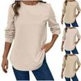 thumbnail image 1 of Ahuyic Womens Long Sleeved Blouse Crew Neck Fall/Winter Warm Tops For Women, Woman Casual Solid Color Long Sleeve Round Neck Jacket With Curved Hem,M, 1 of 8