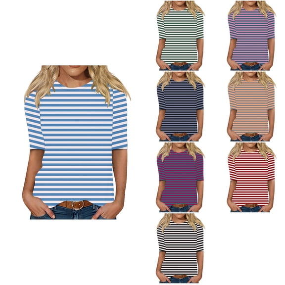 Ahuyic Womens Plus Size Top, Casual 3/4 Sleeve Blouse For Autumns And Winter, Womens Button V-neck Three Quarter Sleeve 3/4 Sleeve Raglan T-shirt Loose Top