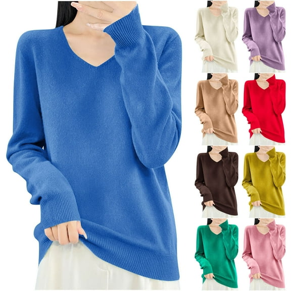 Ahuyic Womens Plus Size Top, Casual Long Sleeve Blouse For Autumns And Winter, Womens Clothes Sweaters Lightweight Fall Fashion Trendy Long Sleeve Casual Top