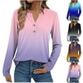 thumbnail image 1 of Ahuyic Womens Plus Size Top, Casual Long Sleeve Blouse For Autumns And Winter, Womens Fashion Striped Long Sleeve V Neck Button Long Sleeve V Neck Top/Shirts, 1 of 7