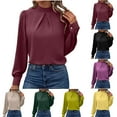 thumbnail image 1 of Ahuyic Womens Plus Size Top, Casual Long Sleeve Blouse For Autumns And Winter, Womens Fashion Solid Color Leisure Long Sleeve Round-Neck Shirts, 1 of 6