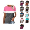 thumbnail image 1 of Ahuyic Womens Plus Size Top,Womens Summer Blouse,Womens Casual Striped Printed T-shirt Womens Round Neck Blouse Short Sleeve Top for Womens Summer Watermelon Red S, 1 of 5
