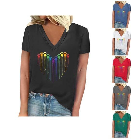 Ahuyic Womens Plus Size Top,Womens Summer Blouse,Womens Printed Top Round Neck Short Sleeve Blouse for Women Casual T-Shirt for Womens Summer White XXL