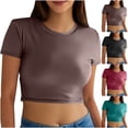 thumbnail image 1 of Ahuyic Womens Plus Size Top,Womens Summer Blouse,Womens Short Sleeve Round Neck Imitation Leather Short Sleeve Casual T-shirt Black XXL, 1 of 5