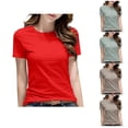 thumbnail image 1 of Ahuyic Womens Plus Size Top,Womens Summer Blouse,Womens Solid Color Shoulder Short Sleeved Round Neck Casual Fashion Red XXL, 1 of 5