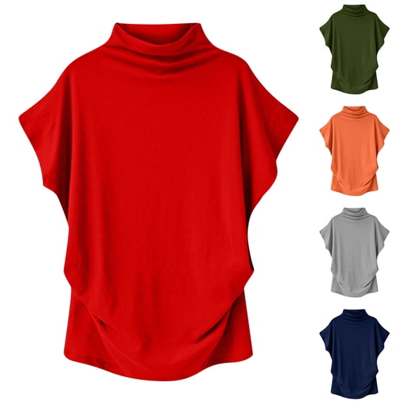 Ahuyic Womens Plus Size Top,Womens Summer Blouse,Womens Versatile Solid Color Round Neck Tee – Short Sleeve Summer Womens Casual Blouse Navy XXL