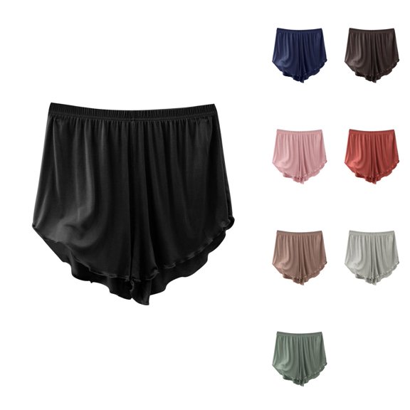 Ahuyic Womens Short Pants Summer Plus Size Pants for Women,Womens Large Size Solid Color Plus Home Pants Thin Casual Five Quarter Pants Sleeping Pants,Brown,M