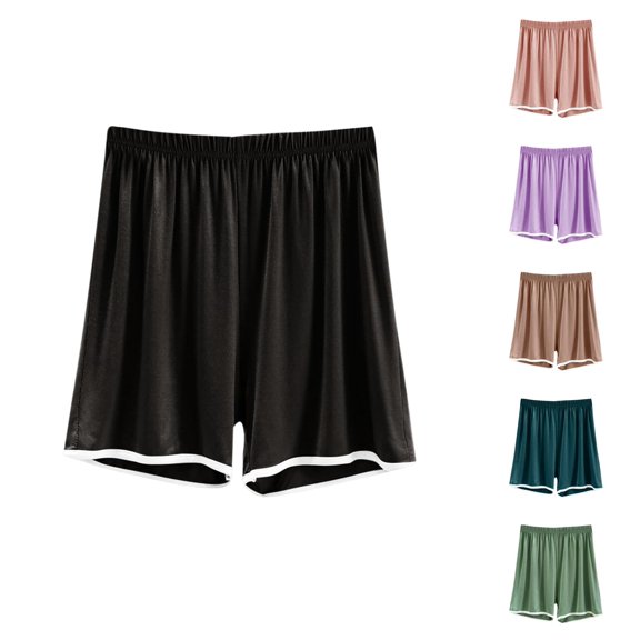 Ahuyic Womens Short Pants Summer Plus Size Pants for Women,Womens Large Size Solid Color Plus Home Pants Thin Casual Five Quarter Pants Sleeping Pants,Brown,XXL