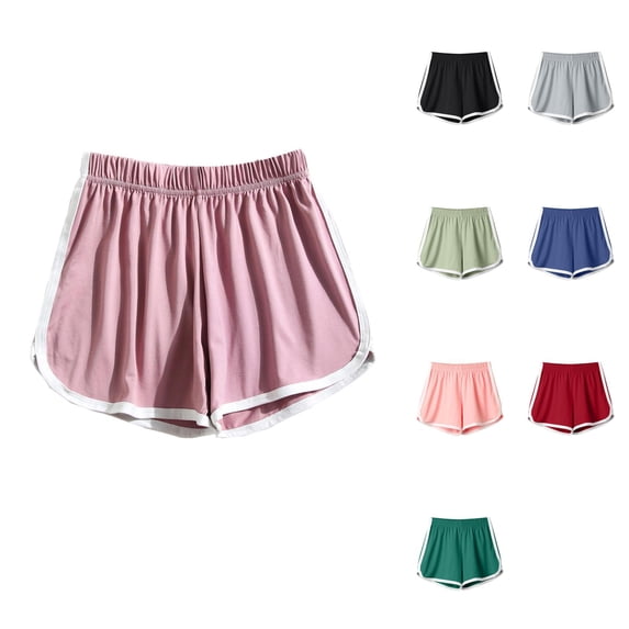 Ahuyic Womens Short Pants Summer Plus Size Pants for Women,Womens Casual Home Solid Color Yoga Beach Pants Three-quarter Pants,Purple,M