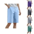 thumbnail image 1 of Ahuyic Womens Short Pants Summer Plus Size Pants for Women,Womens Solid Color Short Yoga Wear Fitness Sports Tennis High-Waisted Shorts,Blue,XXXXL, 1 of 5