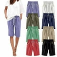 thumbnail image 1 of Ahuyic Womens Shorts,Plus Size Pants for Women,Womens Fashion Casual Solid Color Summer Shorts Shorts Drawstring With Pockets Shorts,Army Green,XXL, 1 of 5