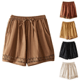 thumbnail image 1 of Ahuyic Womens Shorts,Plus Size Pants for Women,Womens Hollowed Out Lace Elastic Waist Drawstring Shorts And Trousers,Coffee,XXL, 1 of 5