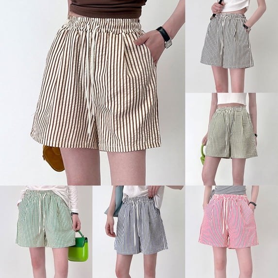 Ahuyic Womens Shorts,Plus Size Pants for Women,Womens Plus Home Pants Thin Casual Five Quarter Pants Sleeping Pants,Khaki,L