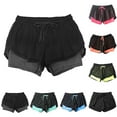 thumbnail image 1 of Ahuyic Womens Shorts,Plus Size Pants for Women,Womens Summer Casual Mesh Double Layer Drawstring Solid Yoga Fitness Sports Shorts,Orange,M, 1 of 4
