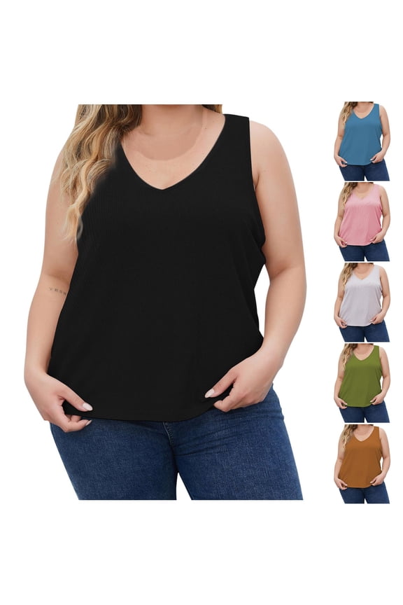 Womens Sleeveless Top,Tank Tops for Women,Womens Summer Solid Color-neck Thread Sports Large Size For Outer Wear Bottoming Short