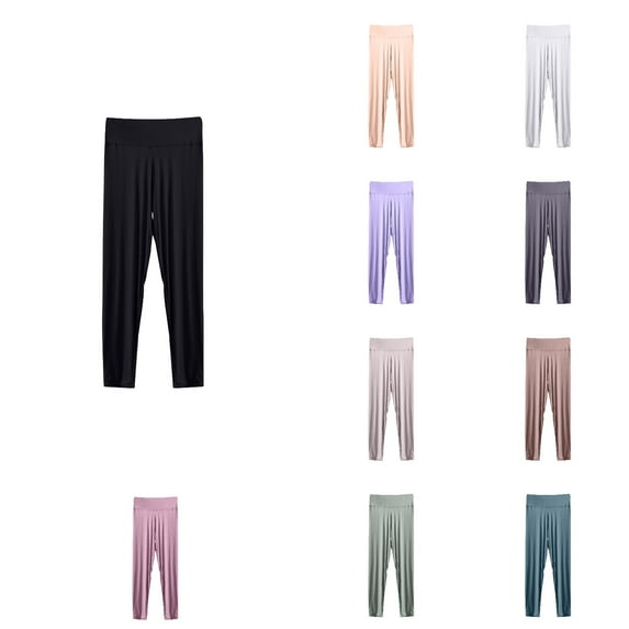 Ahuyic Womens Solid Color Long Pants, Plus Size Pants For Women, Womens Comfortable Long Pants Casual Solid Color High Waist Yoga Pants For Women