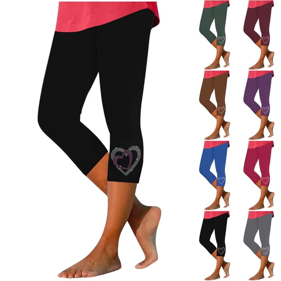 Ahuyic Womens Solid Color Long Pants, Plus Size Pants For Women, Womens Summer High Waisted Casual Solid Color Capris Matching Slim Fitting Yoga Gym Pants