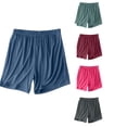 thumbnail image 1 of Ahuyic Womens Solid Color Short Pants, Plus Size Pants For Women, Womens Summer Elastic Waist Thin Shorts Solid Color Thin Style Casual Pajamas Home Pants, 1 of 5