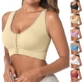 thumbnail image 1 of Ahuyic Womens Sports Bra,Summer Plus Size Bra,Womens Seamless Front Buckle Sports Bra Wirefree Yoga Bra With Removable Pads,Blue,XL, 1 of 5
