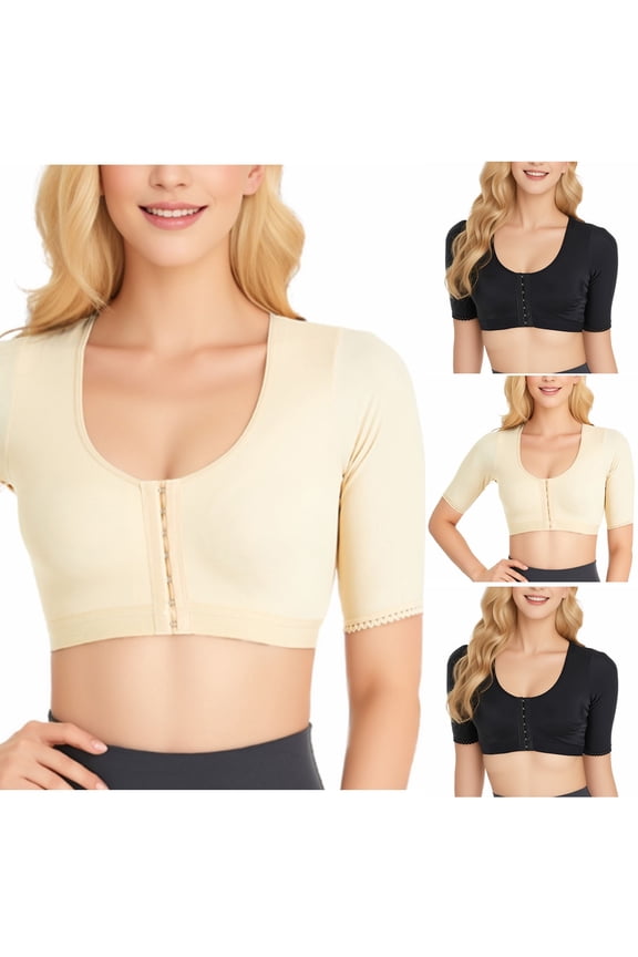 Womens Sports Bra,Summer Plus Size Bra,Womens Steel Ring- Gathered Front Button Body Shaping Adjustable Corset Yoga Running Shockproof Sports Bra,Beige,S