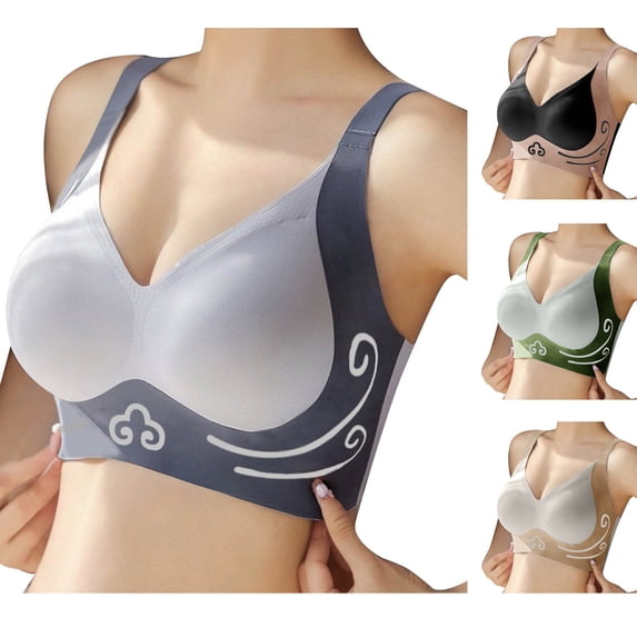 Ahuyic Womens Sports Bra,Summer Plus Size Bra,Womens Underwear Color Blocking Lifting Seamless Sagging Running Shock-absorbing Sports Fixed Bra,White,XL
