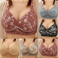 thumbnail image 1 of Ahuyic Womens Summer Bras,Plus Size Bras for Women,Women's Gathering Lace Bra Without Steel Ring Large Size Thin Breathable Side Folding Adjustable Top Support Foreign Trade Underwear, 1 of 4